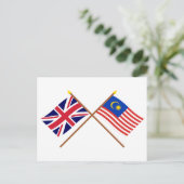 UK und Malaysia - Grenzflaggen Postkarte (Stehend Vorderseite)