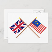 UK und Malaysia - Grenzflaggen Postkarte (Vorne/Hinten)