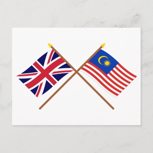 UK und Malaysia - Grenzflaggen Postkarte (Vorderseite)