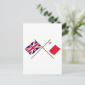 UK und Malta - Grenzflaggen Postkarte (Stehend Vorderseite)