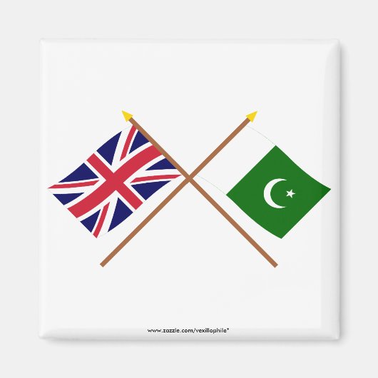 UK und Pakistan überquerten Flaggen Magnet (Vorne)
