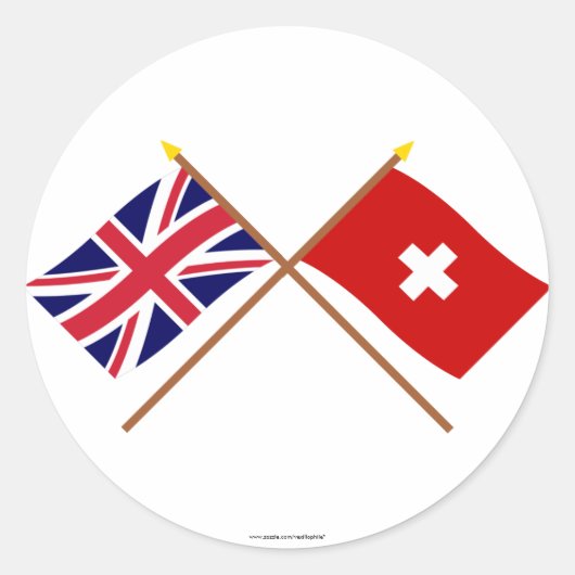 UK und Schweiz - Grenzflaggen Runder Aufkleber (Vorderseite)