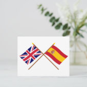 UK und Spanien überquerten Flaggen Postkarte (Stehend Vorderseite)