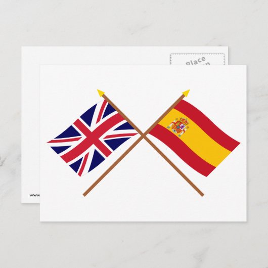 UK und Spanien überquerten Flaggen Postkarte (Vorne/Hinten)