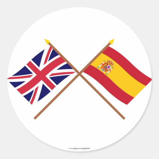 UK und Spanien überquerten Flaggen Runder Aufkleber (Vorderseite)