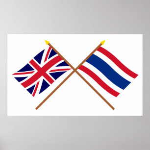 UK und Thailand - Grenzflaggen Poster