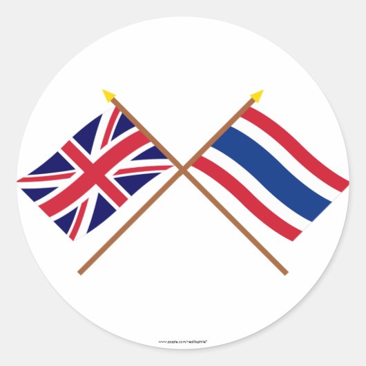UK und Thailand - Grenzflaggen Runder Aufkleber (Vorderseite)