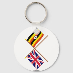 UK und Uganda überquerten Flaggen Schlüsselanhänger