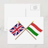 UK und Ungarn überquerten Flaggen Postkarte (Vorne/Hinten)
