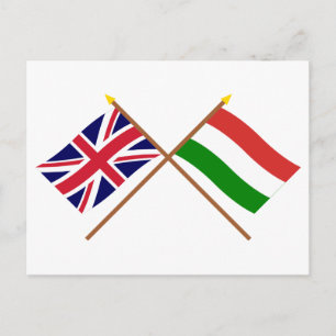 UK und Ungarn überquerten Flaggen Postkarte