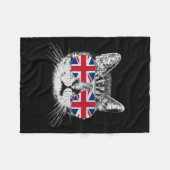 UK Union Jack British Flag England Cat Sungles Gif Fleecedecke (Vorderseite (Horizontal))