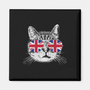UK Union Jack British Flag England Cat Sungles Gif Magnet