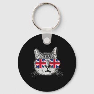 UK Union Jack British Flag England Cat Sungles Gif Schlüsselanhänger