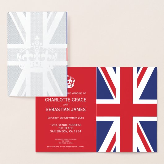 UK Union Jack British Wedding Themed Folienkarte (Anzeige)