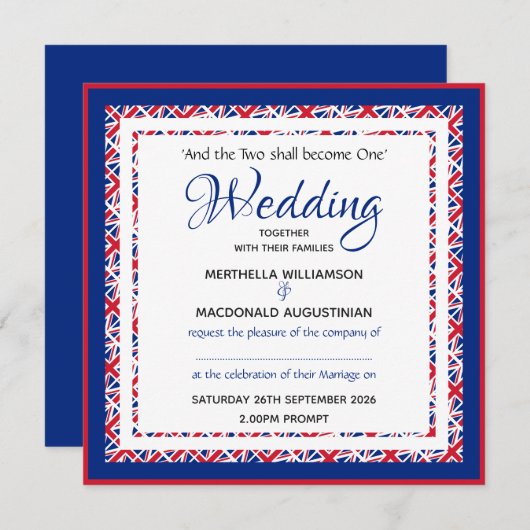 UK UNION JACK Custom Patriotic Square Wedding Einladung (Vorne/Hinten)