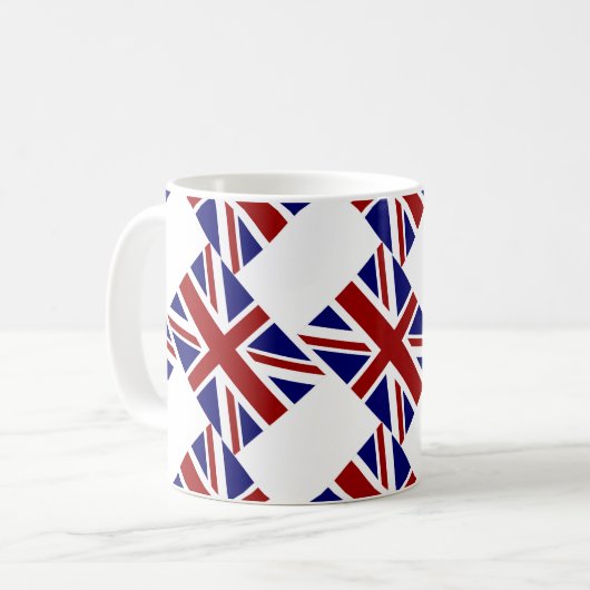 UK Union Jack Flag Diagonal Kaffeetasse (Vorderseite Links)