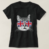 UK Union Jack Flag England Cat Lover Briti T-Shirt (Design vorne)