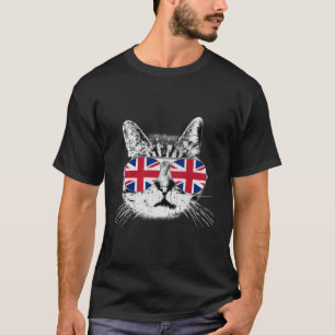 UK Union Jack Flag England Cat Lover Briti T-Shirt