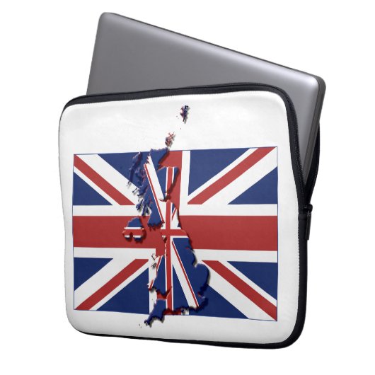 UK UNION JACK Flag Map Patriotic Computer Laptopschutzhülle (Vorderseite Links)