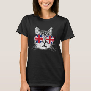 UK Union Jack Flagge Englisch England Katze Shirt 