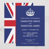 UK Union Jack Wedding Britain Blue Crown Ankündigung (Vorne/Hinten)