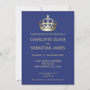 UK Union Jack Wedding Britain Blue Gold Crown Ankündigung