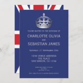 UK Union Jack Wedding Britain Blue Silver Crown Ankündigung (Vorne/Hinten)