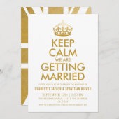 UK Union Jack Wedding Britain Gold Crown Ankündigung (Vorne/Hinten)