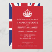 UK Union Jack Wedding Britain Red Crown Ankündigung (Vorne/Hinten)