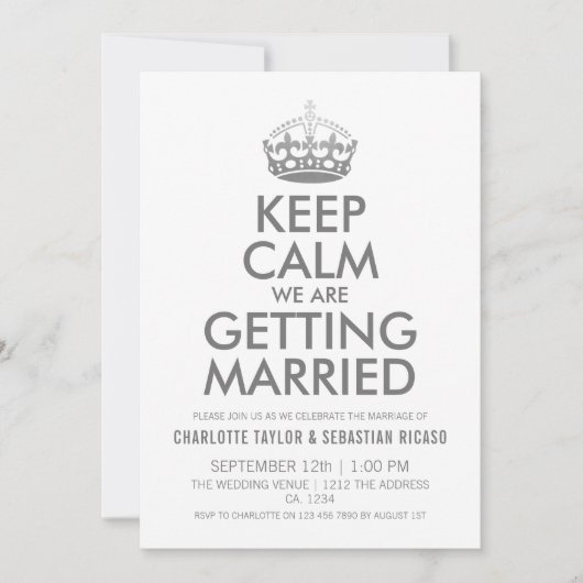 UK Union Jack Wedding Britain Silver Crown Ankündigung (Vorderseite)