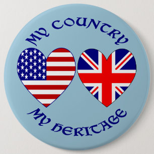 UK USA My Country My Heritage Button