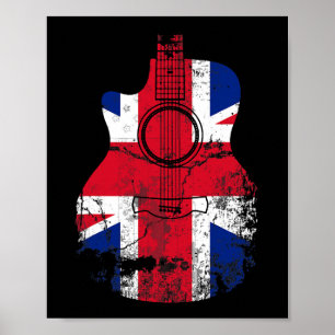 Uk Vereinigtes Königreich Flagge Vintage Gitarre M Poster