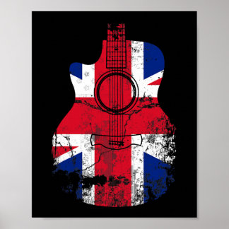 Uk Vereinigtes Königreich Flagge Vintage Gitarre M Poster