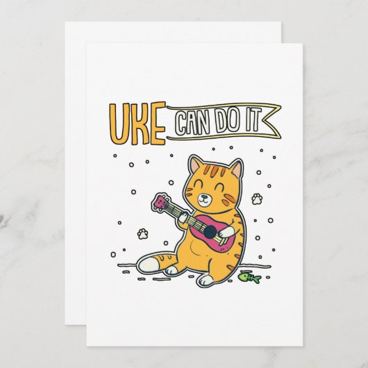 UKE Can Do It Ukulele Ukelele Cat Gitarre Musik Dankeskarte (Vorne/Hinten)
