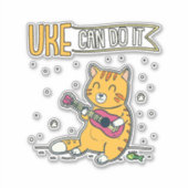 UKE Can Do It Ukulele Ukelele Cat Guitar Music Aufkleber (Vorderseite)