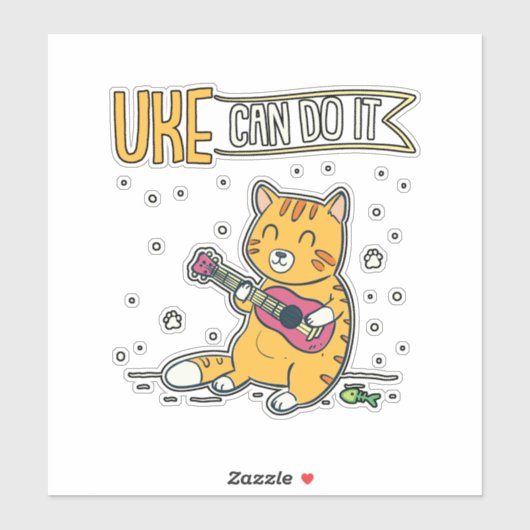 UKE Can Do It Ukulele Ukelele Cat Guitar Music Aufkleber (Blatt)