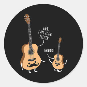 Uke I Bin Dein Vater T Shirt Ukulele Guitar Runder Aufkleber