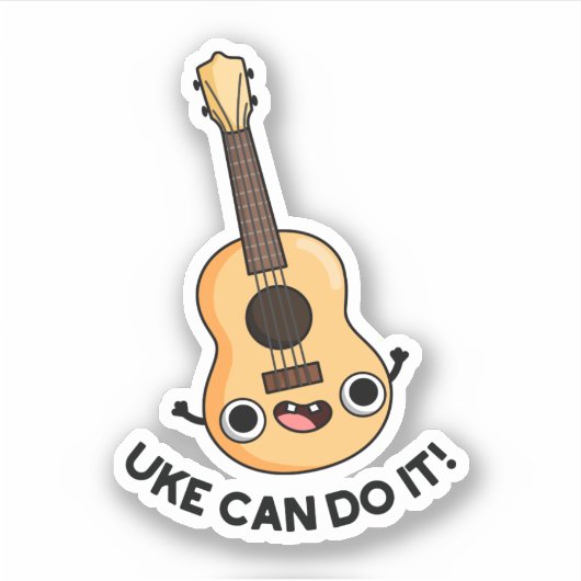 Uke kann es lustig machen positive Ukelele Pun Aufkleber (Vorderseite)