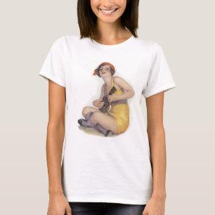 Uke Playing Flapper Ladys helles, langärmeliges T- T-Shirt