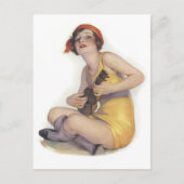 Uke Playing Flapper Postcard Postkarte (Vorderseite)