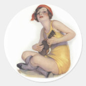 Uke Playing Flapper Round Sticker (Vorderseite)