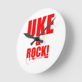 Uke & Rock Runde Wanduhr (Winkel)