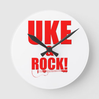 Uke & Rock Runde Wanduhr