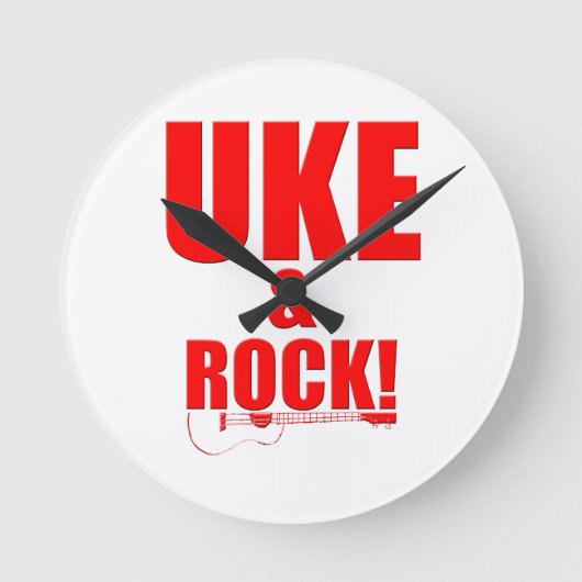 Uke & Rock Runde Wanduhr (Vorderseite)