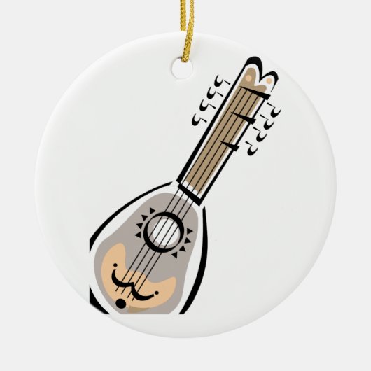 Ukelele, acht reihen, grafischer Bildentwurf auf Keramik Ornament (Vorne)