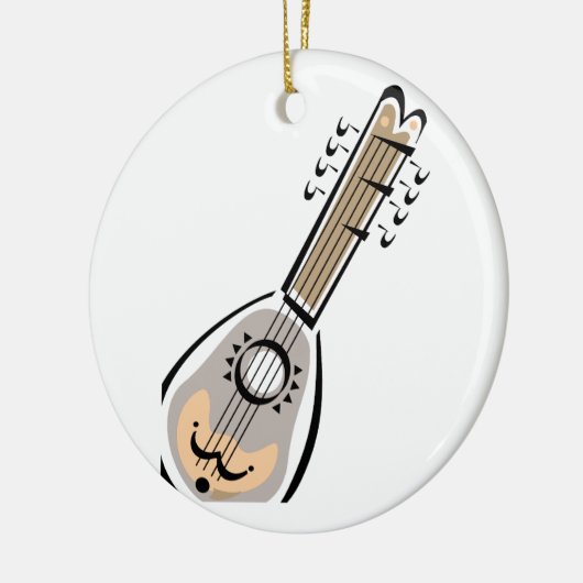 Ukelele, acht reihen, grafischer Bildentwurf auf Keramik Ornament (Links)