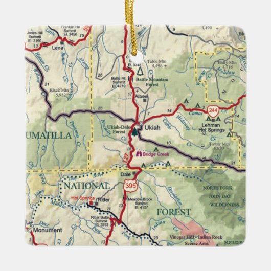 Ukiah OR Map Keramikornament (Vorderseite)