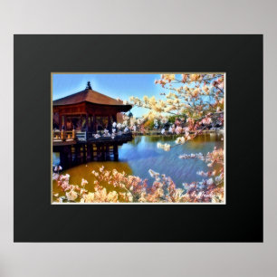 Ukimi-do-Pavillon: Kirschblüten Poster