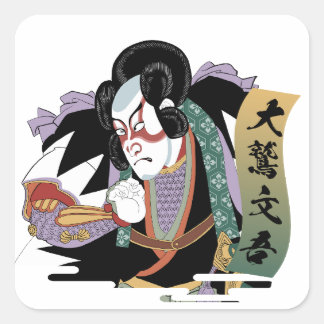 Ukiyo-e Art of Kabuki Quadratischer Aufkleber