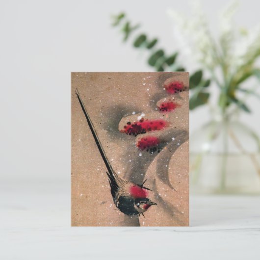 Ukiyo-e Bird Postkarte (Stehend Vorderseite)